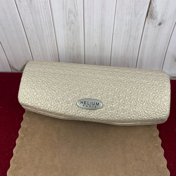 Helium Paris Ivory-Golden Clam Shell Eyeglasses Case - Picture 1 of 6